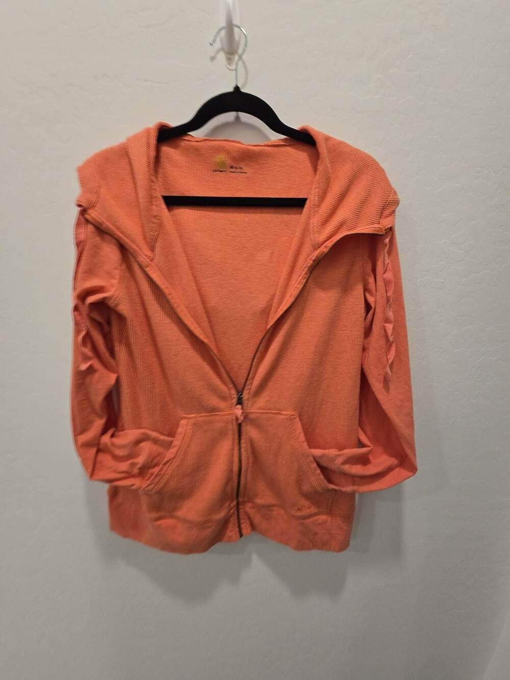 Carhartt Zip Up Hoodie Size M 8-10 Orange Thermal